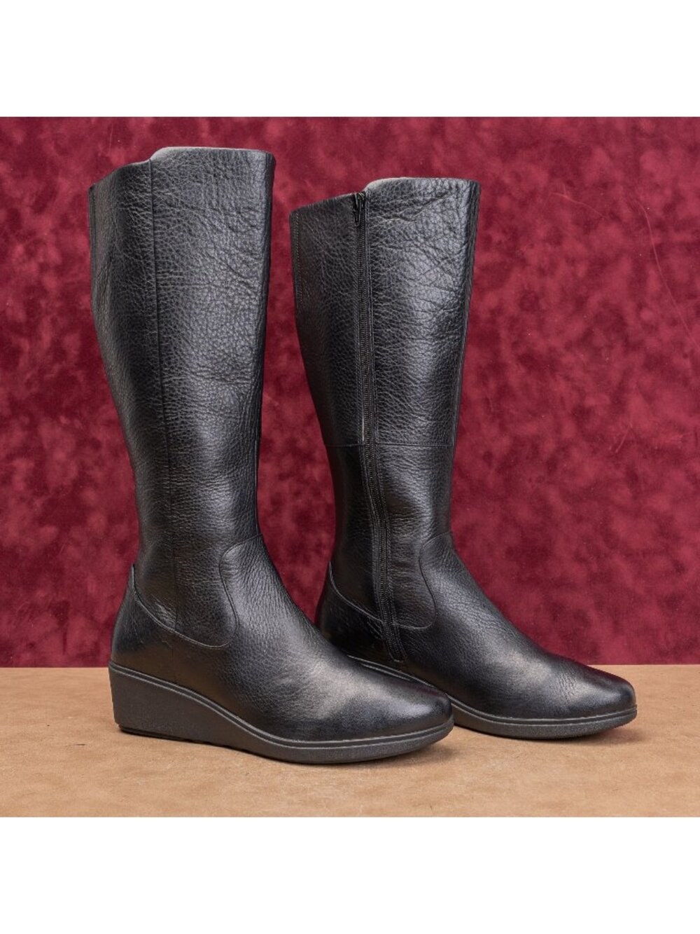 Clarks Women Tallarah Black Leather Zip Comfortable Wedge fashion boots sz 10